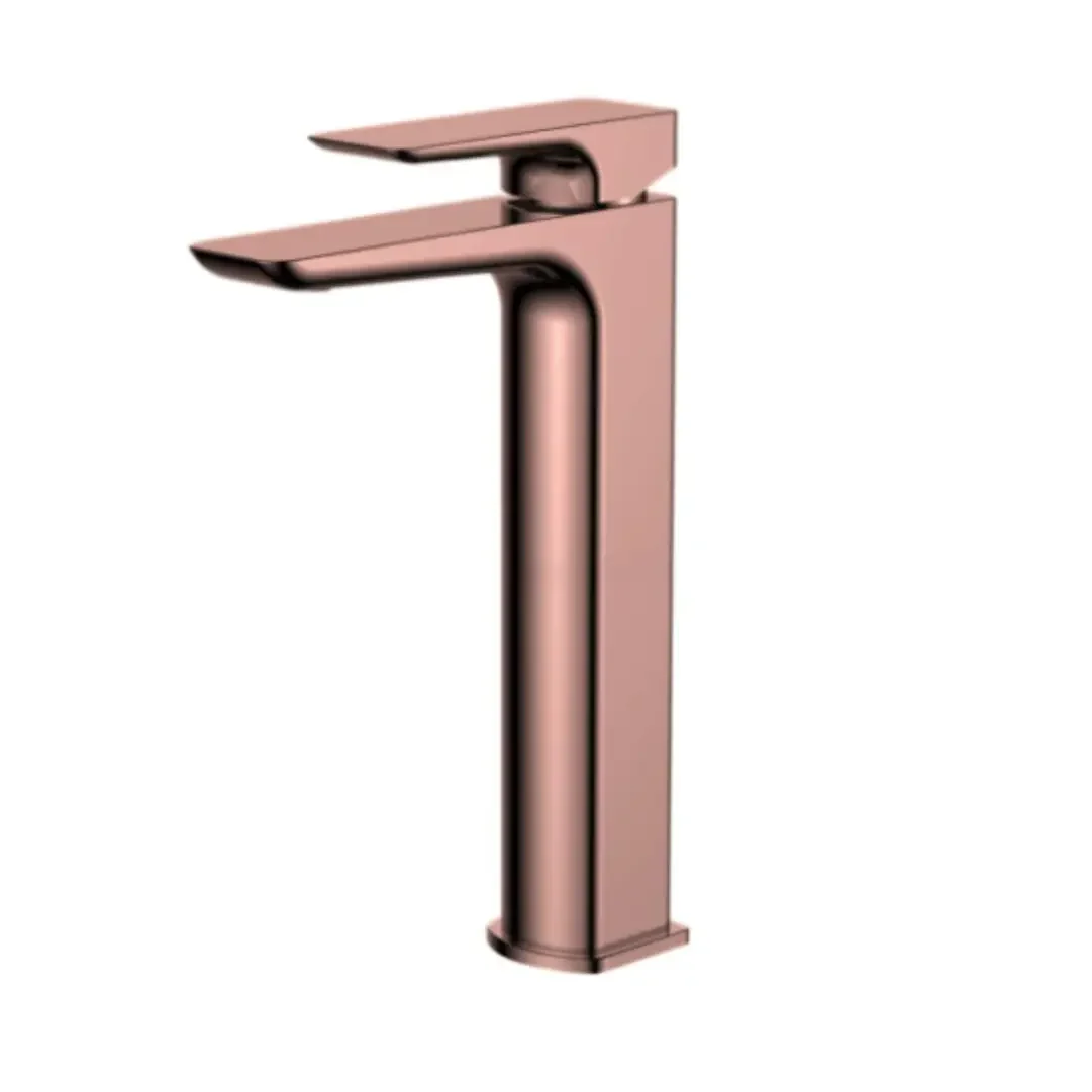 TAGUS HEDRON Brass Basin Mixer in Rose Gold